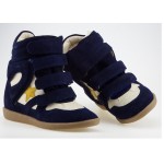 Blue Navy Star Suede High Top Velcro Tapes Hidden Wedges Sneakers Shoes